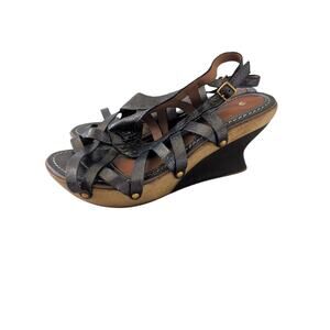Anthropologie Leifsdottir Pewter Leather Wedges size 39